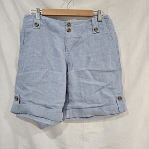 NWT LONDON JEAN Blue Women's Linen Shorts Size 6